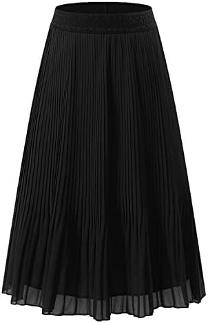 NAMETSHE Women's Chiffon High Waist Pleated Skirt A-line Maxi Skirts