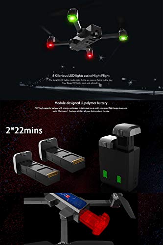 MJX Bugs 4W Foldable Drone with GPS, Full HD 2K 5G WiFi Camera Record Video Bugs GO App Operation Altitude Hold Track Flight 3400mAh Battery Double Charging OLED Screen Remote Control Alarm Function