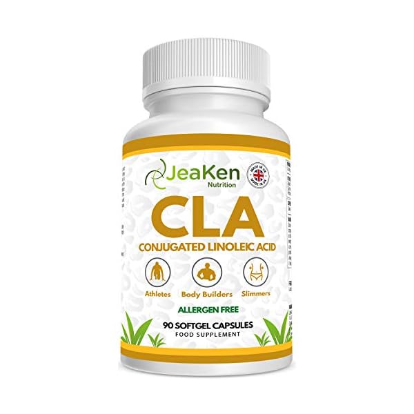 JeaKen-CLA-Conjugated-Linoleic-Acid-1000mg-CLA-Supplement-Maximum-Strength-80-Derived-from-Safflowers-to-Reduce-Body-Fat-and-Increase-Muscle-Mass-90-Allergen-Free-Capsules-Non-GMO JeaKen - CLA Conjugated Linoleic Acid 1000mg - CLA Supplement Maximum Strength - 80% Derived from Safflowers to Reduce…