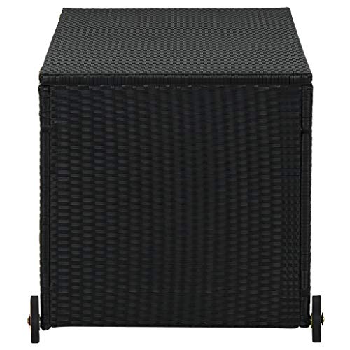 vidaXL Garten Aufbewahrungsbox Auflagenbox Gartentruhe Kissenbox Gartenbox Kissentruhe Auflagenkiste Schwarz 120x65x61cm Poly Rattan – Bild 4