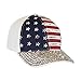USA Bling Baseball Cap, Sparkle Rhinestone American Flag Hat, Adjustable Size (White)