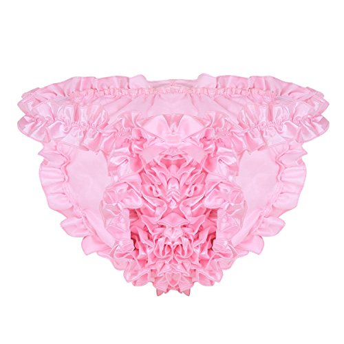 MSemis Luxury Supper Frilly Stain Ruffled Sissy Crossdress Men's Bloomers Briefs Underwear Panties (Medium (Waist 29.0"-55.0"), Pink)