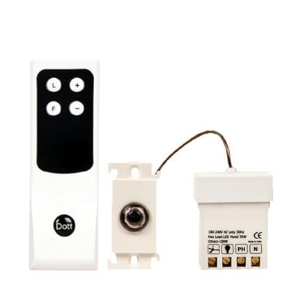 Dott Systems Plastic Diaze 1 Light and Fan Remote Device for Legrand Myline Switches (White)