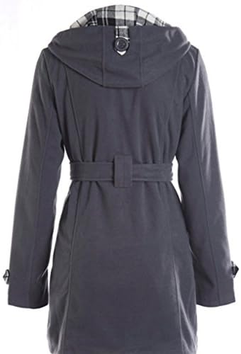 Geben Women's Winter Warm Fleece Check Hooded Double Breast Coat Jacket