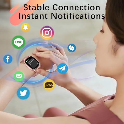 coioc Women's Smart Watch with Phone Function, 1.85 Inch HD Fitness Watch, Over 120 Sports Modes, Heart Rate Monitor and Pedometer, IP68 Waterproof (Pink)