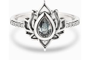 LOVECOM 925 Sterling Silver Lotus Flower Ring with Cubic Zircon Luxury Wedding Engagement Dainty Rings for Women Girls Jewelry Gifts High Polish Tarnish Resistant Comfort Fit Wedding Band Ring Size 5-12