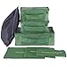 Hopsooken Travel Organizer Luggage Compression Pouches, Green (7-Piece Set)
