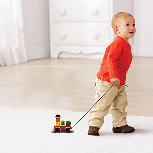 Channapatna |Handmade| Wooden Baby Toys : ENGINE - Wooden Stacker &amp; Pull toy