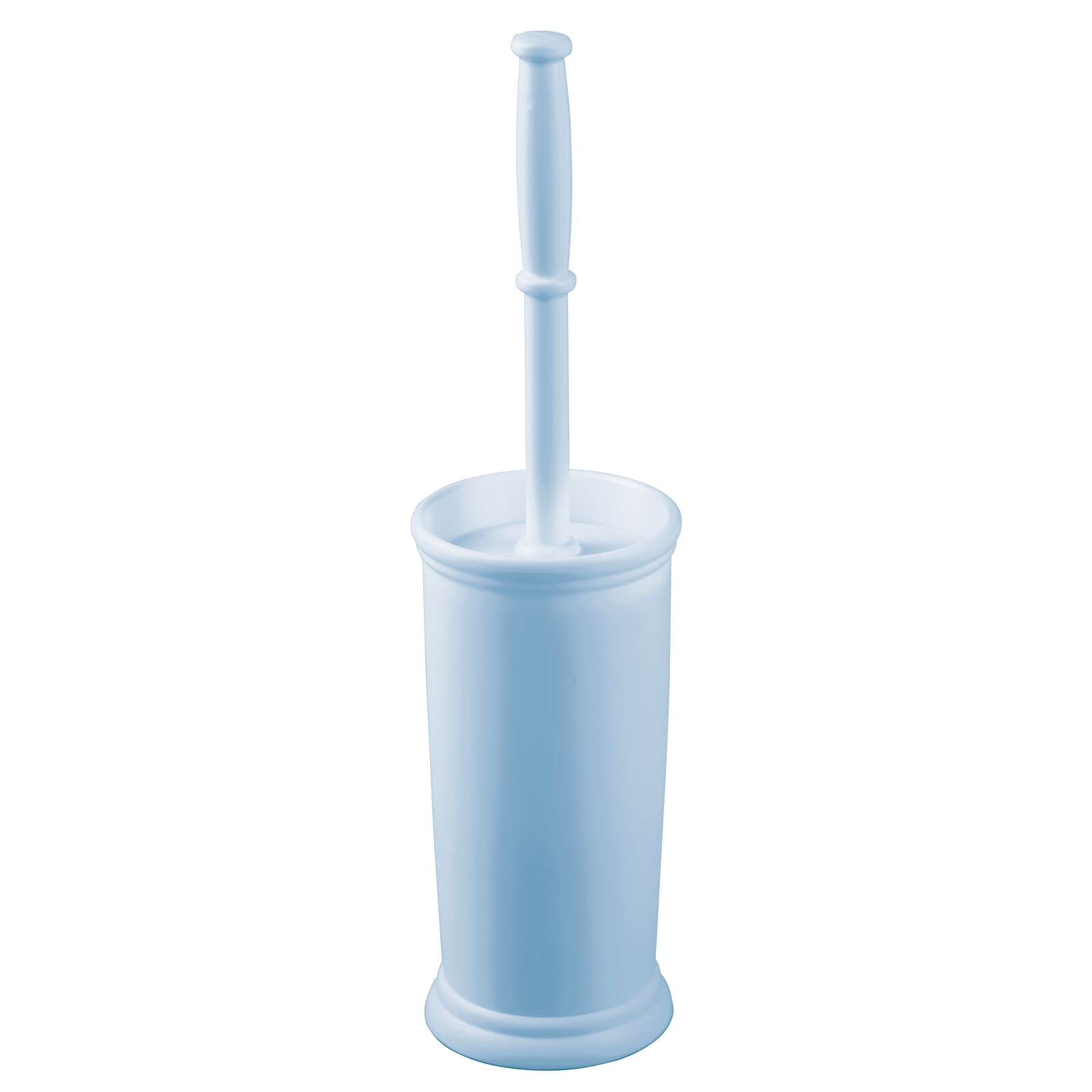 mDesign Toilet Brush Set — Hygienic Toilet Brush and Holder — Freestanding Plastic Toilet Brush Holder for All Bathrooms — Light Blue