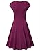 Laksmi Women's v-Neck Solid Short-Sleeve Knee Fit-and-Flare Dress, Magenta, Medium
