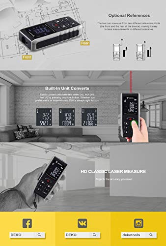 image for DEKOPRO 229ft Laser Distance Measure Device Large Digital LCD Display 