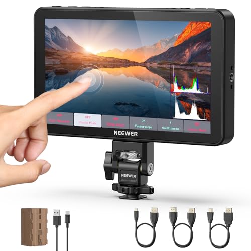 NEEWER F700 7" Kamera Feld Monitor, 2000nit HD 1920 x 1080 IPS Touchscreen mit 3D LUT, 4K HDMI Loop In/Out mit Peak Focus DSLR Video Assist HDR Wellen