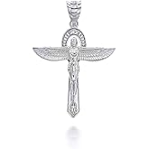 Claddagh Gold Ancient Egypt Jewelry Horus .925 Sterling Silver Ankh Winged Cross Egyptian Goddess Isis Pendant Necklace - Choose Pendant Only or Necklace w/ 16”-22” Chain