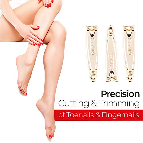 Titania Germany Fingernail & Toenail Clipper - Travel Size Gold Plated Toe Nail & Finger Nail Cutter with Nail File & Fine Sharp Blades - Ideal For Natural, Gel & Artificial Fake Nails - Thumbnail 2