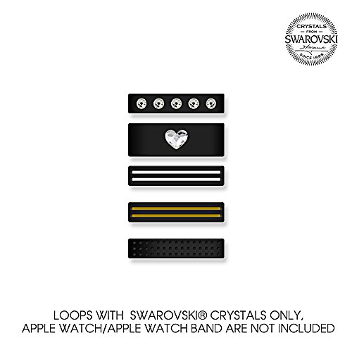 Add SPARKLES to your Apple Watch 38mm! Bling My Thing ALLURE Loop Collection in Black with Swarovski crystals, Easily Slide them On and Off the watch band, Suitable for Series 1 and 2
