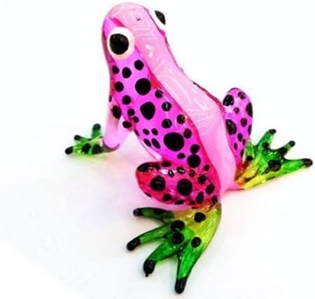 Aquarium MINIATURE HAND BLOWN Art GLASS New Frog, Pink FIGURINE Collection