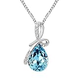 White Gold Plated Swarovski Crystal Elements Eternal Love Teardrop Pendant Necklace Fashion Jewelry for Women