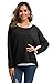 UGET Women's Sweater Casual Oversized Baggy Off-Shoulder Shirts Batwing Sleeve Pullover Shirts Tops Asia M Black