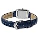 Peugeot 3034BL Ladies Mini Square Silvertone Crystal Silver Dial Blue Leather Watch