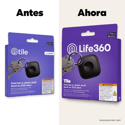 Tile - Localizador Bluetooth, localizador de Llaves y localizador de Objetos para Llaves, Bolsos y Mucho más.Compatible con iOS y Android. Paquete de 1 (Negro)