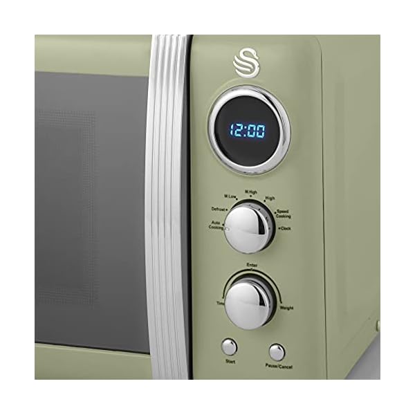 Swan-Retro-Digital-Microwave-Green-20-L-800-W-6-Power-Levels-Including-Defrost-Setting-SM22030GN Swan Retro Digital Microwave Green, 20 L, 800 W, 3 Power Levels Including Defrost Setting, SM22030GN
