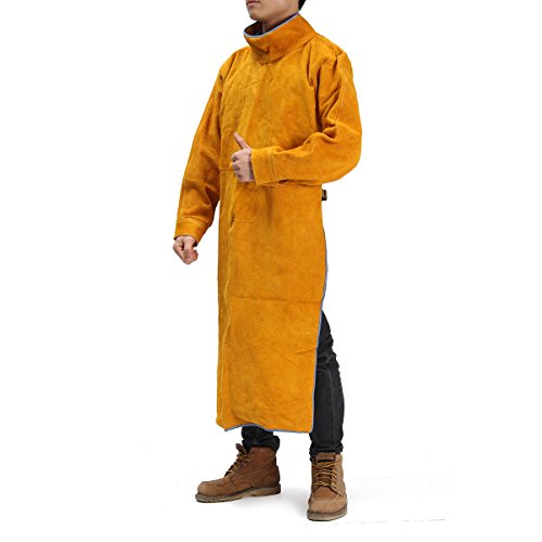 Durable Leather Welding Long Coat Apron Protective Clothing Apparel Suit