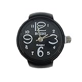 Coostyle Black Finger Ring Watches Lovely Cute Cool Stainless Steel Metal (With Gift Box and Greeting Card) Mini Electronic Watch Quartz Watches