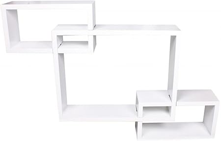 Set Of 3 White High Gloss Interlocking Floating Wall Shelves
