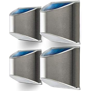 Home Zone Security Solar Wall Lights - Outdoor Solar Fence Post and Step Lights, Weatherproof with No Wiring Required, Stainless Steel (4-Pack)