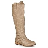 Journee Collection Womens Regular Sized, Wide-Calf and Extra Wide-Calf Ankle-Strap Knee-High Riding Boot
