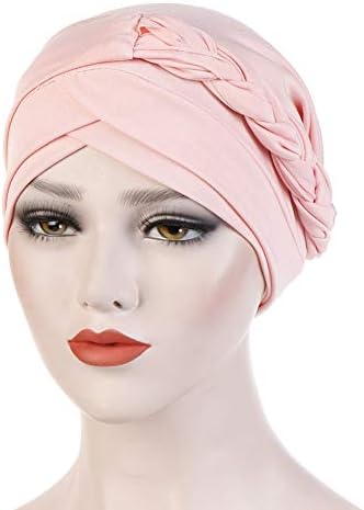 CHoppyWAVE Turban-Caps Turban Hat,Fashion Solid Color Braid Muslim Women Turban Hat Chemo Cap Bandana Headwrap Pink