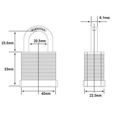 SEPOX Keyed Alike Laminated Padlock 1-9/16" Wide Body Includes 2 Long & 2 Short Shackle Pack of 4 - Thumbnail 2