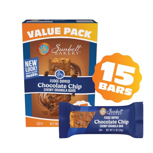 SUNBELT BAKERY FUDGE DIPPED CHOCOLATE CHIP CHEWY GRANOLA BARS, VALUE PACK, 15 COUNT (PACK OF 1)