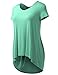 AMORE ALLFY Women's V-Neck Flare Tunic Top Mint Medium
