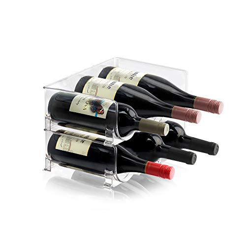 Eltow Plastic Wine Bottle Holder Stackable Racks, Vertical Standing Display Stand Modern