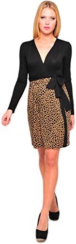 Olian Maternity Women's Wrap Around Empire Waist Dress X-Small Animal Print