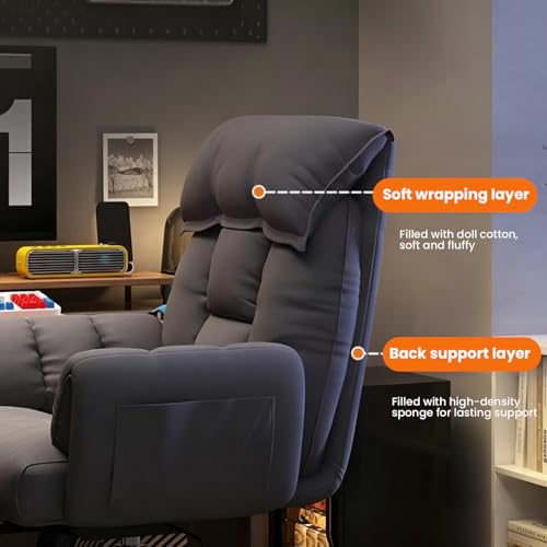 Office Chair with Footrest Comfy Computer Desk Chair Adjustable Tilt Home Office Desk Chairs High Back Recliner Video Gaming Chair Height Adjustable for Home Bedroom Study Office (Grey)