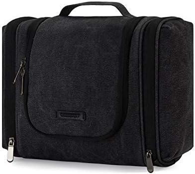 Toiletry Bag, BAGSMART Canvas Travel Toiletry Organizer with hanging hook, Water-resistant Cosmetic Makeup Bag Travel Organizer for Shampoo, Full Sized Container, Toiletries, Black 1 Toiletry Bag, BAGSMART Canvas Travel Toiletry Organizer with hanging hook, Water-resistant Cosmetic Makeup Bag Travel Organizer for Shampoo, Full Sized Container, Toiletries, Black