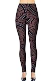 VIV Collection Regular Size Printed Brushed Leggings (Flowing Licorice)