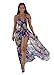 Women's V Neck Halter Floral Maxi Skirt Overlay Rompers Jumpsuit Playsuit Medium