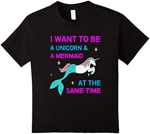 Kids FUNNY BE A UNICORN AND MERMAID T-SHIRT Halloween Costume 12 Black