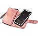 Valentoria Premium Vintage Leather Wallet Case Magnetic Detachable Slim Back Cover Card Holder Slot Wrist Strap (Gold)