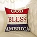 Fjfz July 4th Farmhouse Decorative Throw Pillow Cover God Bless America Patriotic Quote Sign American Flag Decoration Rustic Home Decor Cotton Linen Cushion Case for Sofa Couch, 18