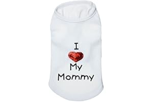 PETALL Dog Shirts Slogan Vest I Love My Daddy/Mommy Cute Heart T-Shirt Clothes for Chiuahaha Poodle Teacup Shihtzu Yorkie Bulldog Small Puppy Costume