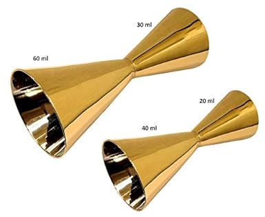Akanksha Arts Brass 2-Tone Golden Silver Plating Pair of Peg Measure, 20, 30, 40, 60 ml