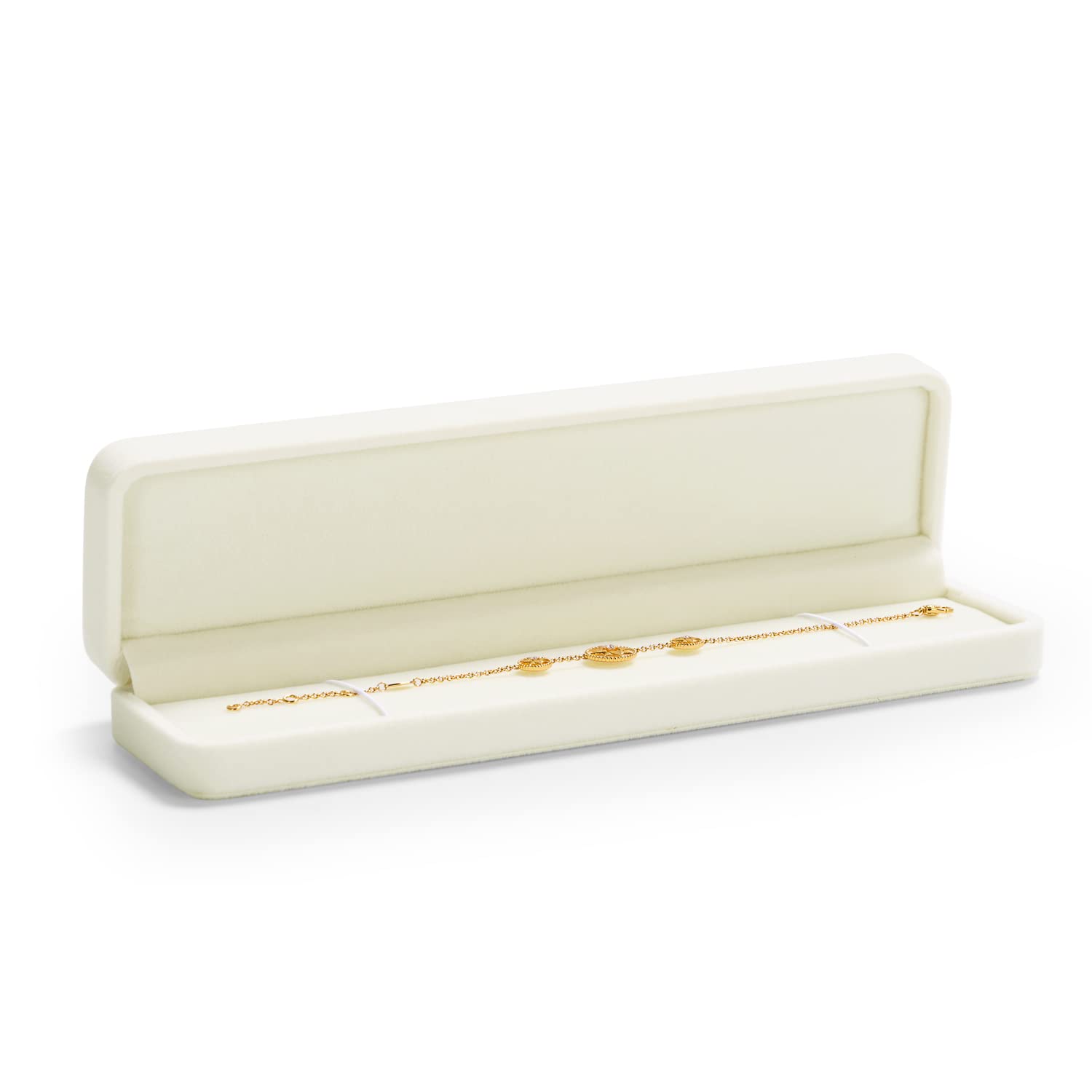 Oirlv White Velvet Necklace Gift Box Elegant Pendant Long Chain Display Case for Engagement Wedding Mother's Day Thanksgiving Birthday Gifts