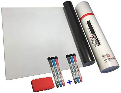 Magnetic Dry Erase Whiteboard Sheet for Fridge 20" x 13" + Markers and Eraser | Perfect as Family Communication Board and Office Smartboard | Heavy Duty Advanced Stain Resistant Technology | by CSD