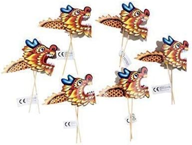 Small Chinese Paper Dragons on Sticks - Pack of 6