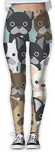 LanFong Women's Yoga Pants Cute Puppy Bulldog Workout High Waist Capris Leggings