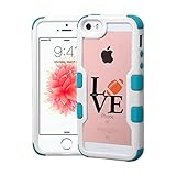 iPhone SE Case Love Football, Extra Shock-Absorb Clear back panel + Engineered TPU bumper for iPhone 5 / 5s / iPhone SE (2016) Blue Cover (Love Football)